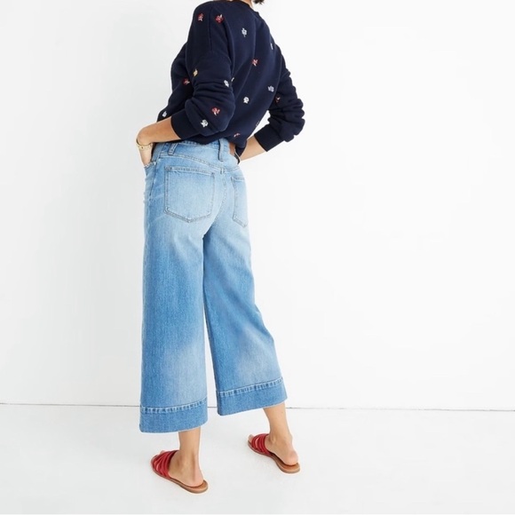 Madewell Wide Leg Crop Jeans High Rise High Waisted Light Wash Blue 29 - Picture 2 of 10